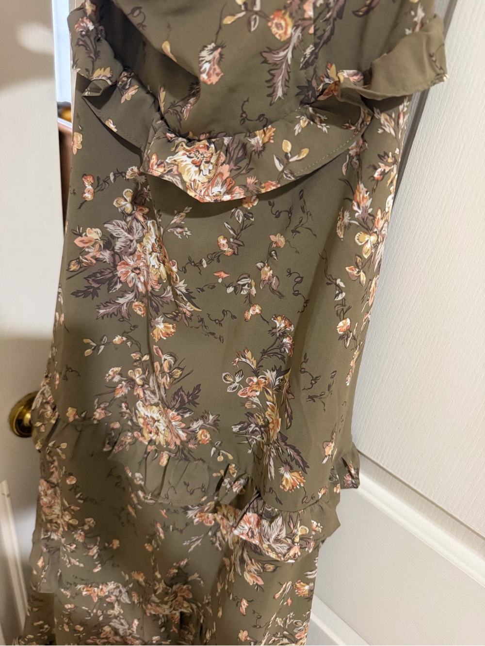 Petal & Pup Olive Floral Ruffle Tiered Maxi Dress Lillee - Picture 5 of 7